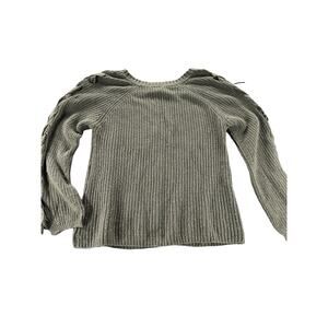 Francesca's Alya Green Knit Crew Neck Pullover Sweater Women's Size Medium